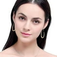 thumbnail image 4 of Lightweight Teardrop Hoop Earrings for Women - 14k Gold/White Gold Plated Large Oval Pull Through Hoop Earrings High Polished Statement Jewelry Gift for Women, 4 of 12