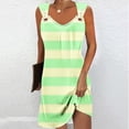 thumbnail image 2 of MIUOWANP Women's Summer Halter Dresses Fashion Color Blocking Loose Strip Mid Length Dress Green XL, 2 of 5