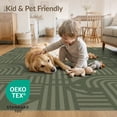 thumbnail image 4 of ODIKA 3'x5' Green Geometric Art Design Washable Throw Rug Intricate Pattern with Modern Flair for Entryway, Kitchen, Mudroom, Stain Resistant, Low Profile, Non-Slip, 4 of 7