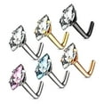 thumbnail image 5 of MoBody 20G Marquise CZ Top L-Shape Nose Ring Stud 316L Surgical Steel Cubic Zirconia Nose Pin Piercing, 5 of 5