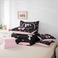 thumbnail image 6 of meiyoeat Pink Monogram Bowknot 7-Piece King Bedding For Kids,Girls Ribbon Bow Letter C King Bed In A Bag Bowtie Lovers,Pink Reversible, 6 of 7