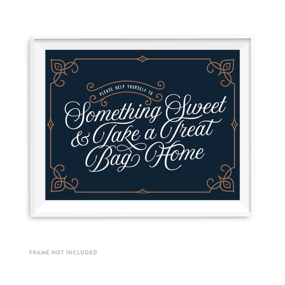 Navy Blue Art Deco Vintage Party Signs, Please Help Yourself to Something Sweet Dessert Table Sign, 8.5x11-inch