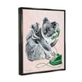 thumbnail image 4 of Stupell Industries Koala & Baby Green Rotary Phone Vintage Botanicals Graphic Art Luster Gray Floating Framed Canvas Print Wall Art, Design by Amelie Legault, 4 of 5