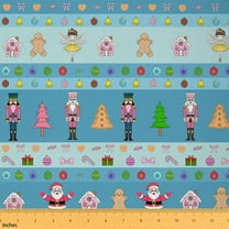 Homewish Cartoon Blue Nutcracker 01 for Teens, Fairy Tale Princess Room Decor Fabric by the Yard, Happy New Year Sewing Fabric, Lightweight Room Decor