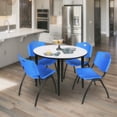 thumbnail image 2 of Regency Kahlo 48 in. Round Breakroom Table- White, Black Base & 4 M Stack Chairs- Blue, 2 of 8