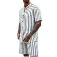 thumbnail image 2 of Maqroz Mens 2 Piece Outfits Striped Shirt and Shorts Set Short Sleeve Button Down Top with Bottoms Beach Pool Boho Wear Lightweight Vacation Summer Outfit, 2 of 9