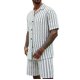 thumbnail image 1 of Pantalones Cortos de Cintura Elástica para Hombres Pantalones Cortos de Cuerda de Longitud Media de Botón Hueco de Color Sólido con Poliéster Suave, Fondo Informal Transpirable para el Verano, 1 of 9
