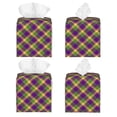 thumbnail image 2 of Susaid Mardi Gras Plaid Print PU Leather Tissue Box Cover, Square Decorative Tissue Holder, for Living Room, Bedroom, Dining-Table,Kitchen,Office,Car, 2 of 7