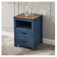 thumbnail image 3 of Blue Night Stand, Rustic End Table with Charging Station, Farmhouse Tall Nightstand for Bedroom, Drawer Dresser Bedside Table with Open Storage Shelf 1pc with Charging, 3 of 8