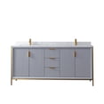 thumbnail image 3 of Vinnova Granada 72" White Faux Stone Top Double Vanity in Paris Gray No Mirror, 3 of 12