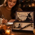 thumbnail image 4 of StlyGar Spooky Halloween Decorative Ballpoint Pen with Gift Box Witch Hat Charm Vintage Print Plastic Pen Elegant Holiday Stationery Gift for Teens, 4 of 6