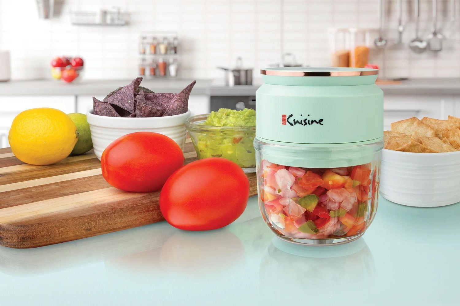 Cordless/Rechargeable Chopper with USB cord & Glass Bowl, Green