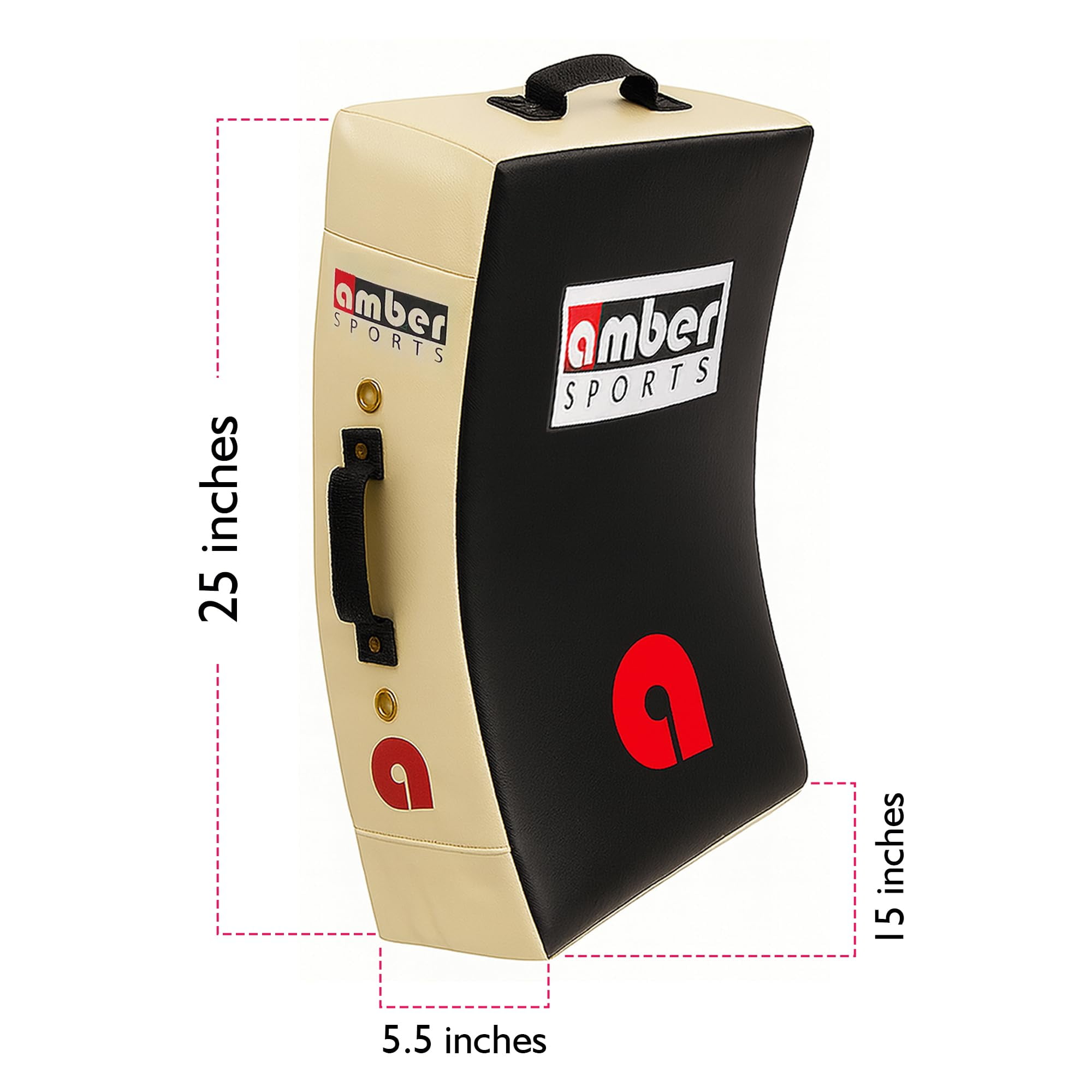 Amber Fight Gear Gel Punch & Kick Shield, Curved Training Pad, 25” x 15” x 5.5”, Multi-Handle Grip, Gel Enforced Lining, Heavy-Duty Canvas Vinyl, Muay Thai, MMA, Kickboxing, Karate