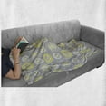 thumbnail image 6 of Grey and Yellow Soft Flannel Fleece Throw Blanket, Pale Grey Backdrop with Inspired Flowers Ivy Image, Cozy Plush for Indoor and Outdoor Use, 50" x 70", Mustard Yellow and White, by Ambesonne, 6 of 6