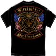 thumbnail image 2 of Novelty Men's  Firefighter Double Flagged Brotherhood Distressed Gold Foil T-shirt Black, 2 of 2