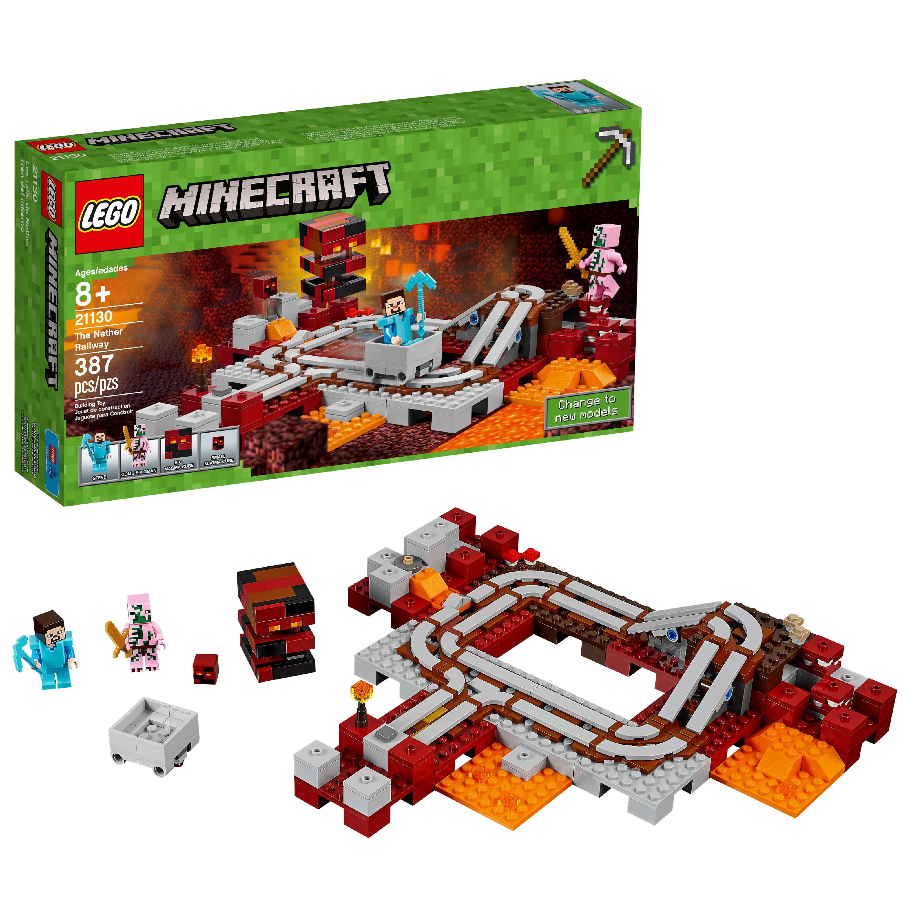 Lego Minecraft The Nether Railway 21130 387 Pieces Walmart Com Walmart Com