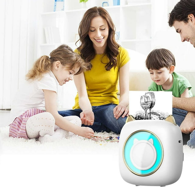 COFEST Mini Imprimantes, Imprimantes Thermiques de Poche Sans Fil Bluetooth, Imprimante d'Autocollants, Imprimantes Portatives pour Notes et Images Imprimantes pour Reçus IOS et android Blanc