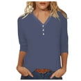 thumbnail image 2 of 3/4 Length Sleeve Womens Tops 2026 Spring Summer V Neck Business Dressy Casual Office Work T Shirts Blouse, 2 of 6