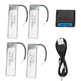 thumbnail image 5 of 4Pcs Lipo Battery 500mah 3.7V 25C Small White Head Lithium Battery with Charging Kit for Remote Control Car,, 5 of 5