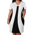 thumbnail image 3 of Vestido holgado con bolsillos, estilo retro de los años sesenta, en blanco y negro. Vestido de verano para mujer. Ropa de mujer para verano 2025., 3 of 7