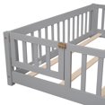 thumbnail image 3 of Bellemave Queen Size Floor Bed for Kids, Wood Toddler Floor Bed with Fence Railings & Support Slats, Montessori Floor Bed for Boys Girls,Gray, 3 of 7