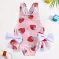 thumbnail image 2 of Gubotare Toddler Swimsuit Girl One Piece Girls One Piece Swimsuits Toddler Bathing Suit Little Kids Cute Swimwear Quick Dry Striped Ruffle Floral 4T 5T (Watermelon Red,4-5 Years), 2 of 7