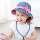 thumbnail image 5 of 2pcsfilles Denim Soleil Chapeau Pour Bb Enfants Polka Ribbon Et Fleur Magenta Chapeau De Pche Printemps Et Chapeaux, 5 of 5