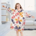 thumbnail image 5 of FORMRS Wearable Blanket Hoodie with Sleeves for Kids Cozy Flannel Sweatshirt, Purple Retro Flower, 5 of 7