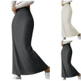 thumbnail image 6 of Lovskoo Women's Ribbed Knit Bodycon Maxi Skirt High Waisted Long Fishtail Skirt Sweater Skirt Beige, 6 of 6
