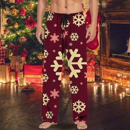 

Christmas Mens Casual Pants Pajama Pants With Drawstring And Pockets