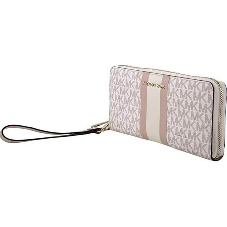 ☆新品タグ付き☆MICHAEL KORS ケース ホワイト/ピンク Michael Kors Jet Set Pink Logo Stripe Continental Wristlet