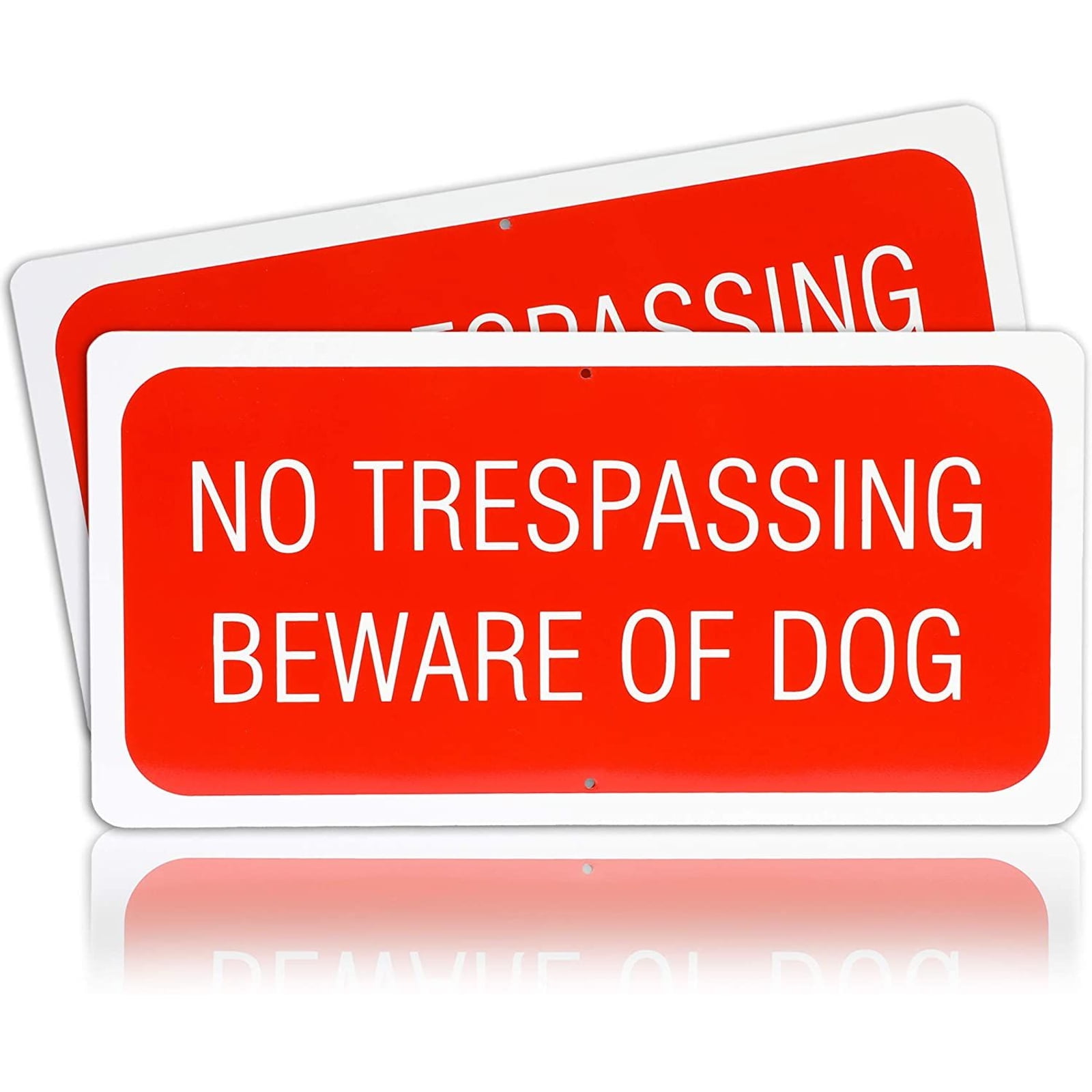 Dog Will Bite Sign 14 x 10 Inches Warning Dog Sign Metal Reflective Rust Aluminum Weatherproof Fade Resistant UV Protected Durable Ink Easy Mounting Indoor Outdoor Use 2 Pack Beware of Dog Sign