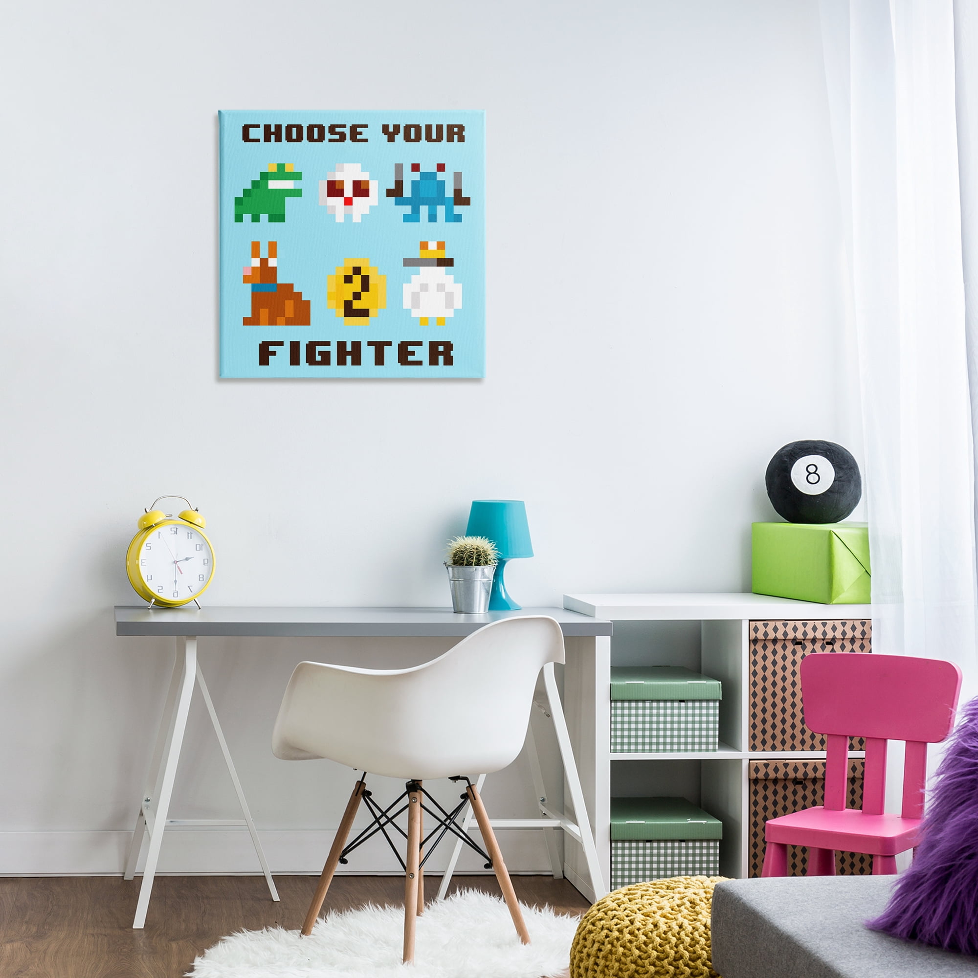 Stupell Industries Choose Gaming Fighter Entertainment Painting Wrapped Canvas Art Print Wall Art, 24 x 24