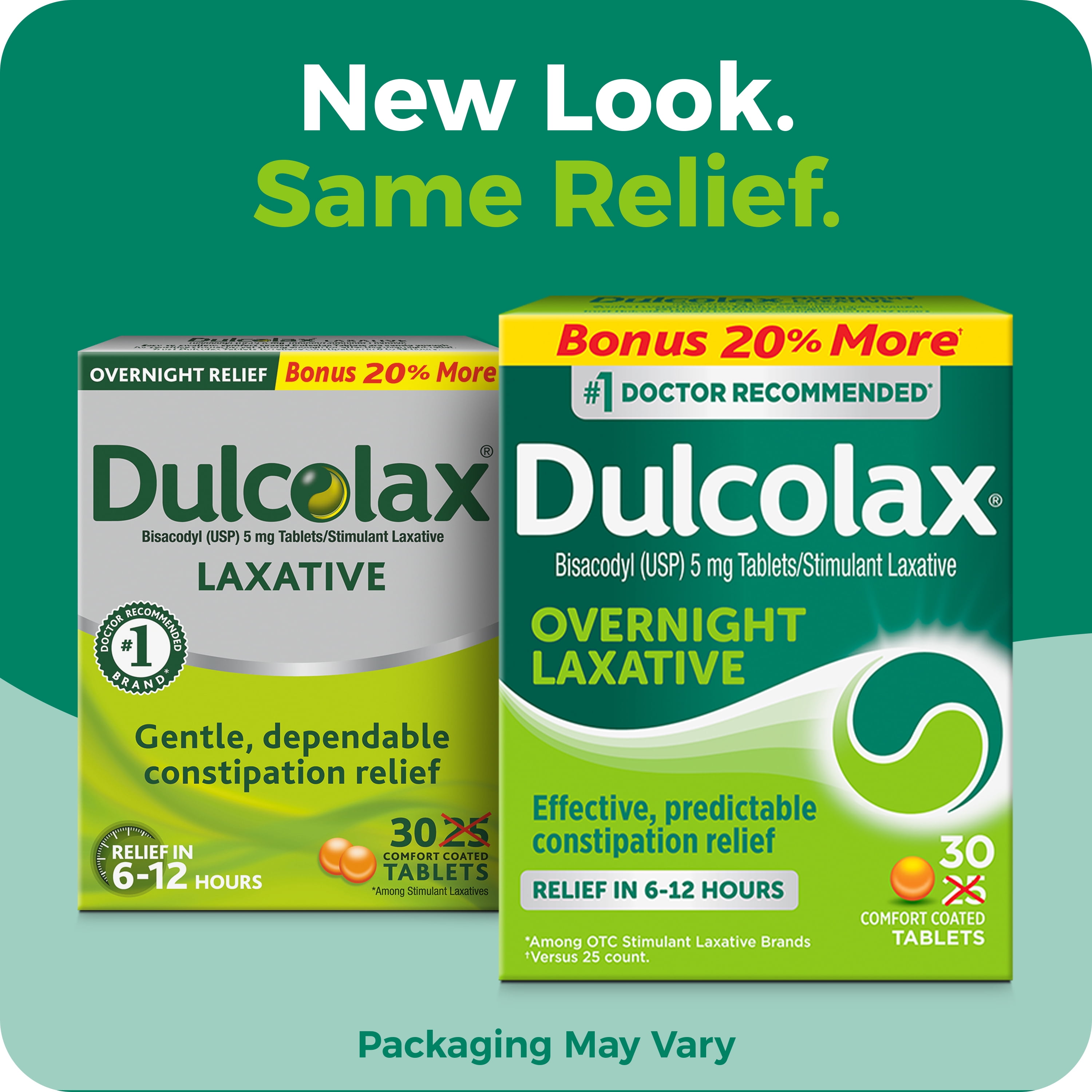 Dulcolax Stimulant Laxative Tablets for Overnight Constipation Relief 30ct