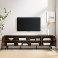 thumbnail image 4 of Walker Edison Mid-Century Modern Angle-Door TV Stand for TVs up to 80”, Dark Walnut, 4 of 12