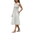 thumbnail image 4 of INSPIRE CHIC Midi Dress for Women Halter Neck 2026 Summer Smocked Striped Dresses XL White, 4 of 6