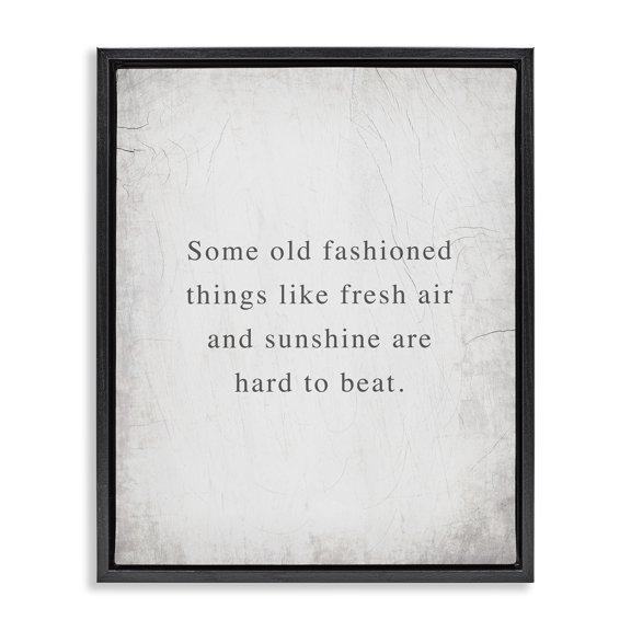Stupell Industries Fresh Air & Sunshine Sentiment Text & Numbers Painting Black Floater Framed Canvas Art Print Wall Art, 17 x 21