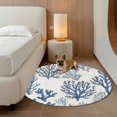 thumbnail image 2 of Coastal Blue Gray Coral Round Area&nbsp;Rug 8ft Summer Watercolor Ocean Marine Life Non-Slip&nbsp;Washable Circle Rugs Soft Felt Indoor Floor Mat for Bedroom Kitchen Living Room Bathroom, 2 of 9