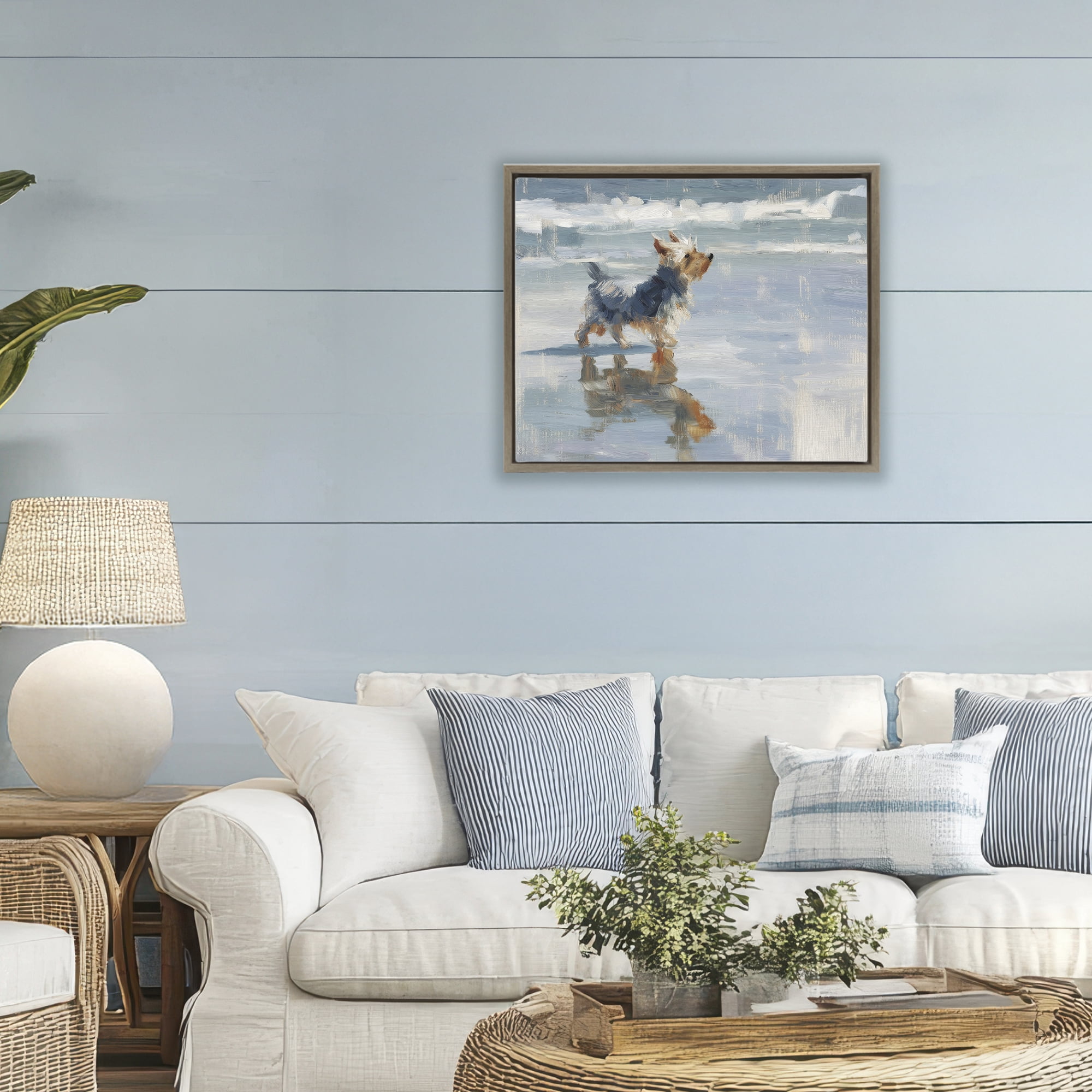 Stupell Industries Yorkie's Quiet Moment Brown Framed Floater Canvas Wall Art, design by Svetlana Aleynikova