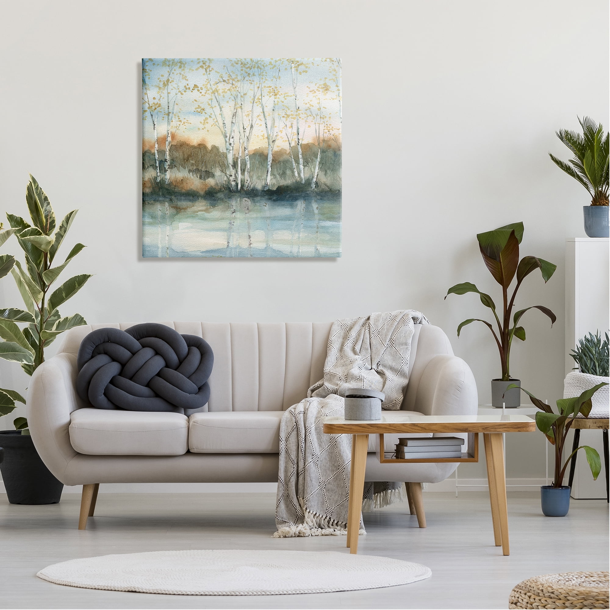 Stupell Industries Birch Tree Reflections Quaint Lake Clearing Landscape Painting Gallery Wrapped Canvas Print Wall Art, Design by Carol Robinson