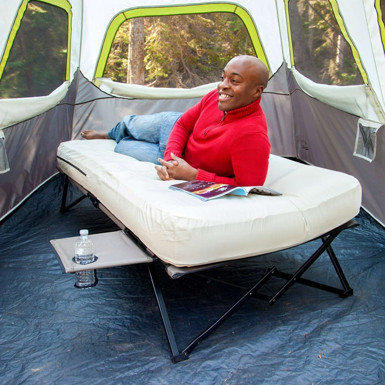 Coleman Camping Cot with Side Tables, Air Mattress & Battery