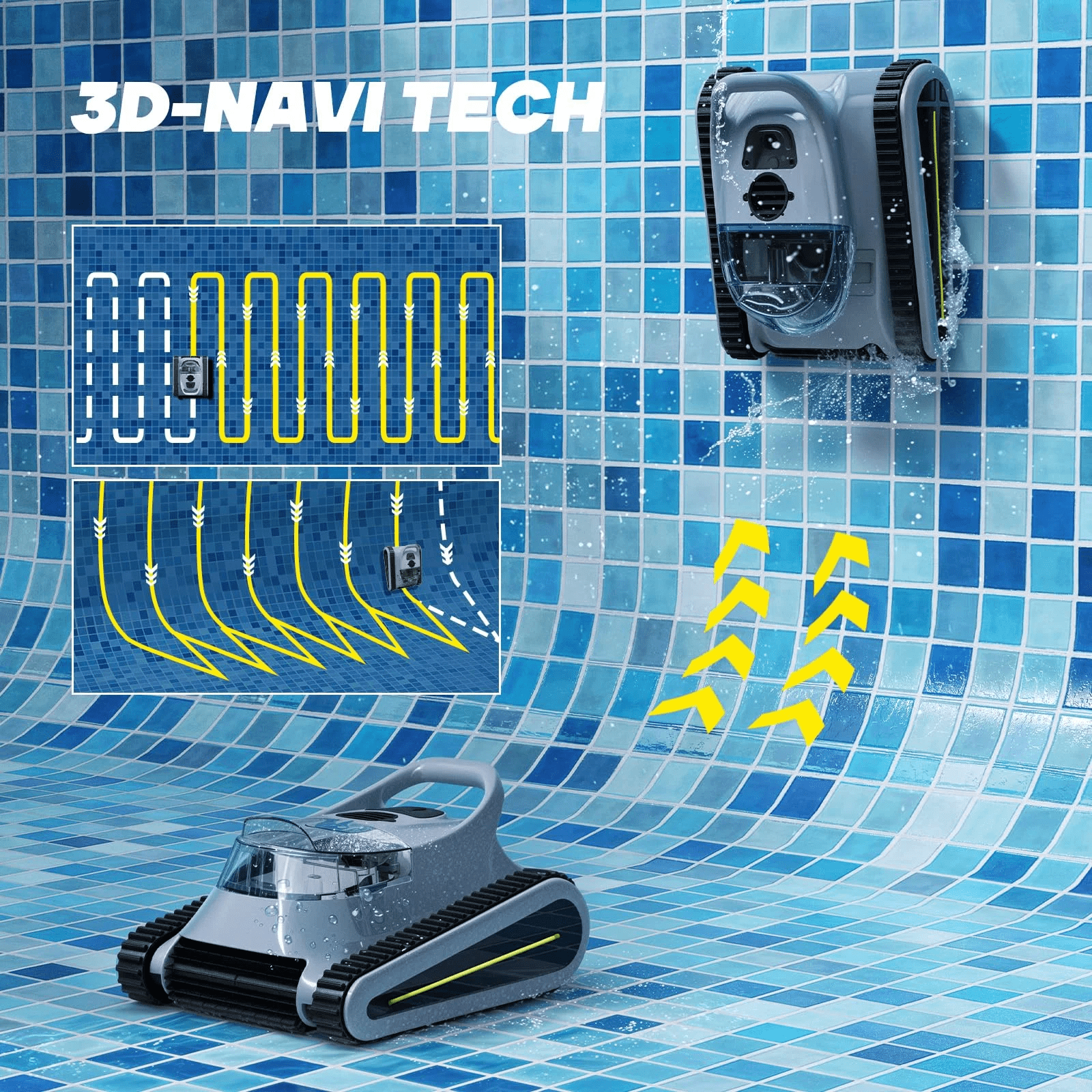 ZAMSLVRH Cordless Robotic Pool Cleaner with Brushless Motor, Smart Navigation, Dual-Filter System & 150-Min Runtime for In-Ground and Above-Ground Pools