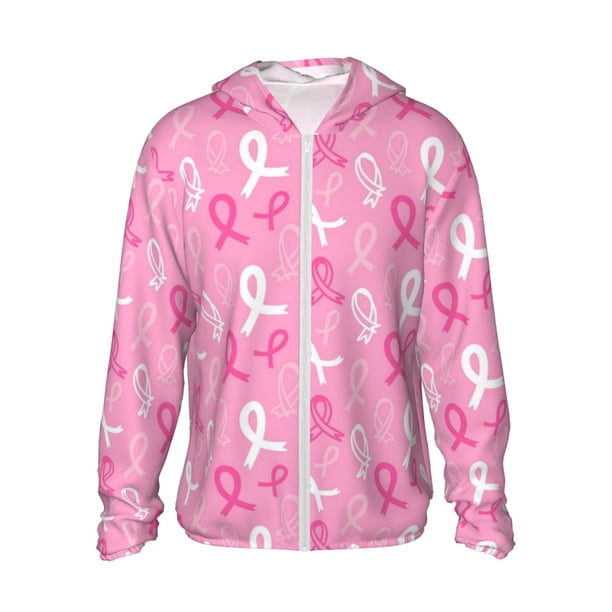 Fotbe Breast Cancer Awareness (3) Chaqueta con Protección Solar UPF 50+ para Hombre y Mujer, Camisa con Capucha y Bolsillos-Large