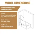 thumbnail image 2 of 31''x55'' Frameless Pivot Shower Door Panel for Bathtub, 1/4" SGCC Tempered Glass, 180 Degree Swivel, Chrome, 2 of 11