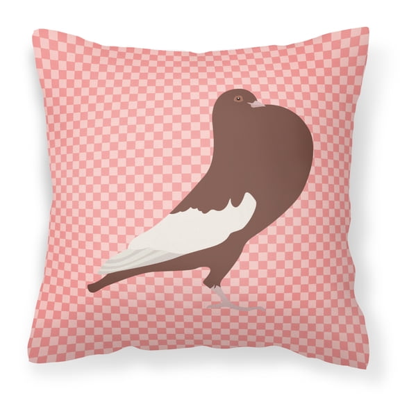 English Pouter Pigeon Animal Art Checkboard Design Fabric Decorative Pillow