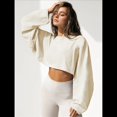 thumbnail image 4 of Sudaderas de Larga con Globo para Mujer, Sudaderas , Cuello Redondo Extragrande Albaricoque XS, 4 of 9