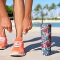 thumbnail image 2 of 20oz Pioneer Flower Floral Print Pattern Skinny Tumblers Stainless Steel Tumbler with Lid and Straw,Vacuum Insulated Double Wall Travel Tumbler Cups with Cleaning Brush for Coffee,Tea, 2 of 6