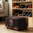 thumbnail image 4 of Xixirimido Red Rose Fire Pattern Ottoman Slipcover Form-Fit Stretch Footstool Cover for Leather/Fabric Ottomans, Non-Slip Bottom & Living Room/Bedroom Use, Small, 4 of 7
