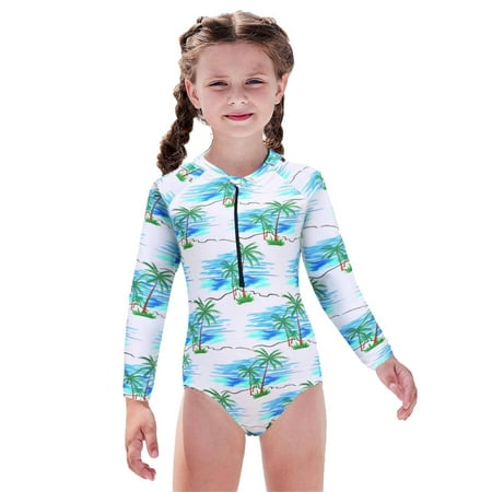 

Leutsin Toddler Kids Baby Girls Fashion Cute Flower Print Bikini Long Sleeve Ruffles One-piece Swimsuit