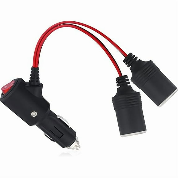 1 to 2 Car Cigarette Lighter Splitter with Switch,12-24V Car Charger Splitter with 15A Fuse,Automotive Cigarette Lighter Socket Universal Power Adapter for Car,Truck,SUV (1 to 2)